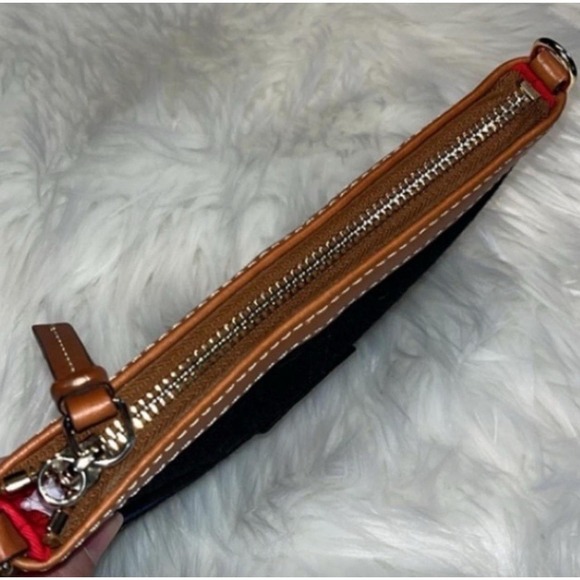 Dooney & Bourke Large Zip Denim Tartan Striped Wristlet - Picture 6 of 9